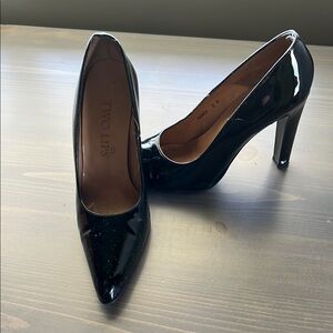 Two Lips Black Patent Leather Heels
